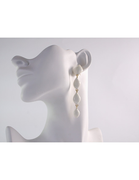 Kolczyki DŁUGIE BIAŁE ŁEZKI  LOLITA AKCESORIA srebrny sztyft 925