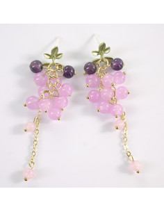 Kolczyki DŁUGIE RÓŻOWE WINOGRONA   LOLITA AKCESORIA...