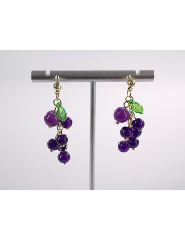 Kolczyki DŁUGIE FIOLETOWE  WINOGRONA   LOLITA...