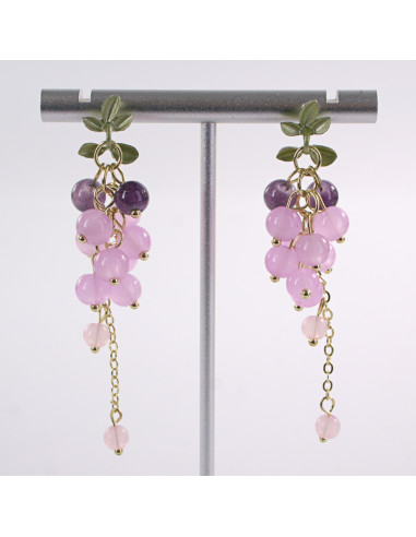 Kolczyki DŁUGIE RÓŻOWE WINOGRONA   LOLITA...