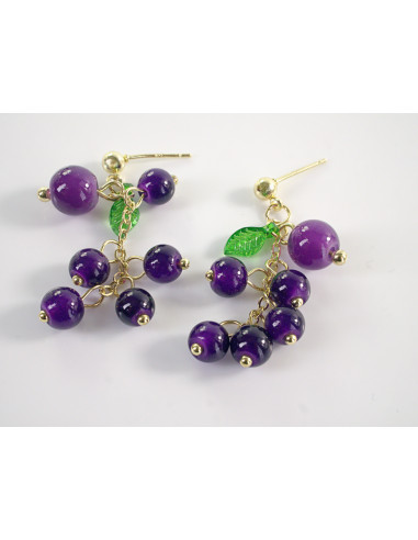 Kolczyki DŁUGIE FIOLETOWE  WINOGRONA   LOLITA...
