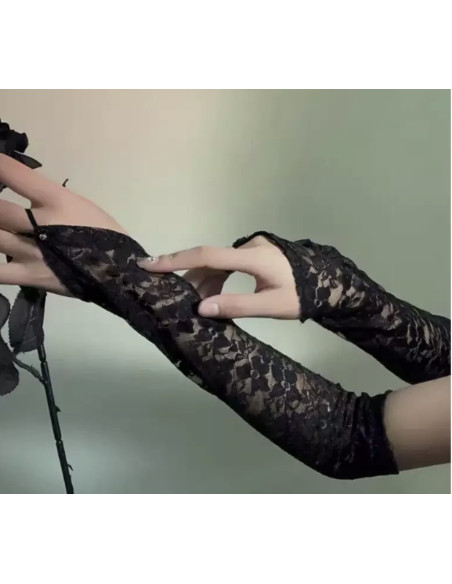 RĘKAWICZKI bez PALCÓW Z KORONKI KORONKA WIECZOROWE LOLITA AKCESORIA