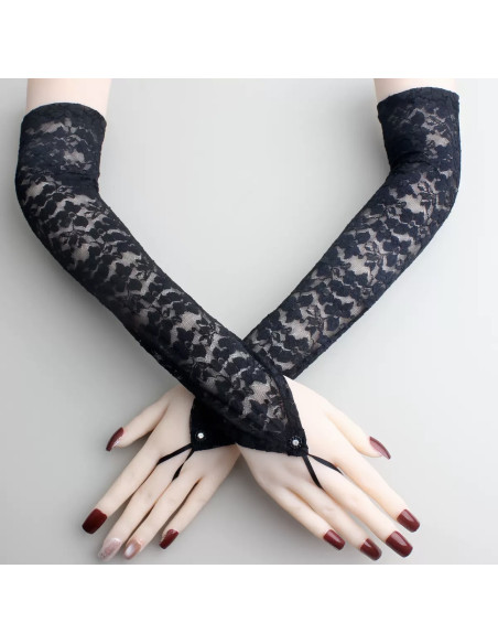 RĘKAWICZKI bez PALCÓW Z KORONKI KORONKA WIECZOROWE LOLITA AKCESORIA