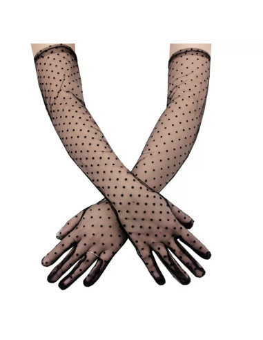 RĘKAWICZKI  DŁUGIE W KROPECZKI  WIECZOROWE...