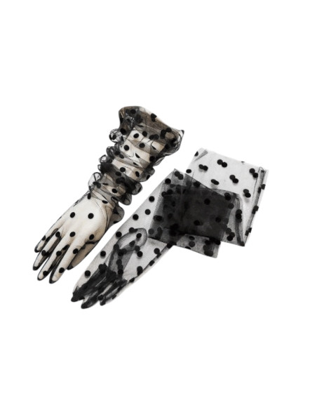RĘKAWICZKI  DŁUGIE W KROPKI  WIECZOROWE LOLITA AKCESORIA