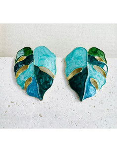 Kolczyki ZIELONE LIŚCIE BOHO Lolita Accessories srebrny...