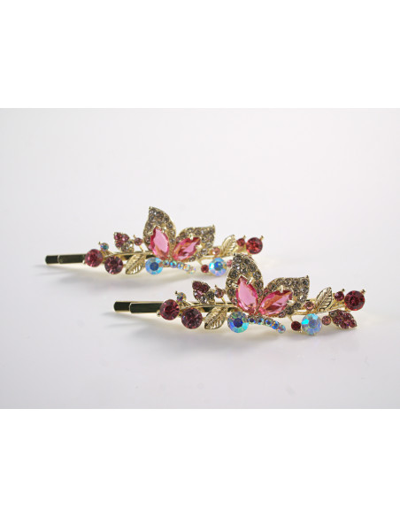 Wsuwka do włosów MOTYLKI   z kryształkami 2 szt. Lolita Akcesoria RÓŻOWY