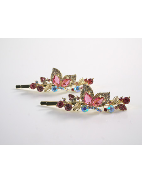 Wsuwka do włosów MOTYLKI   z kryształkami 2 szt. Lolita Akcesoria RÓŻOWY