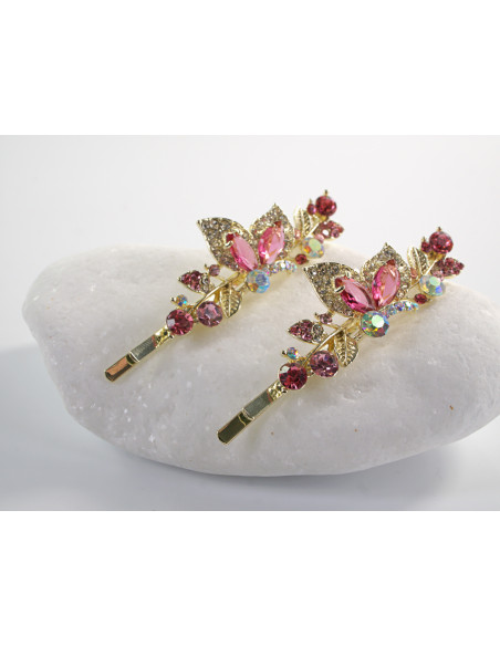 Wsuwka do włosów MOTYLKI   z kryształkami 2 szt. Lolita Akcesoria RÓŻOWY