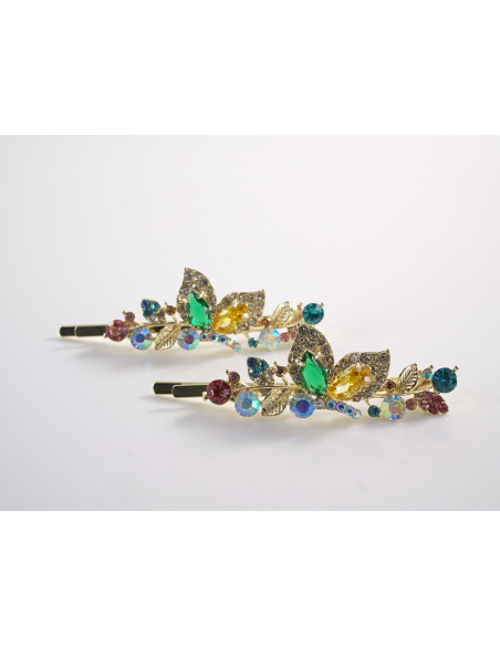 Wsuwka do włosów MOTYLKI   z kryształkami 2 szt. Lolita Akcesoria KOLOROWE