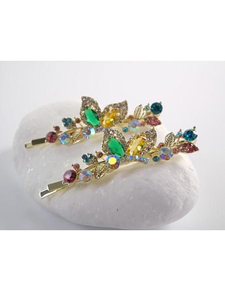 Wsuwka do włosów MOTYLKI   z kryształkami 2 szt. Lolita Akcesoria KOLOROWE