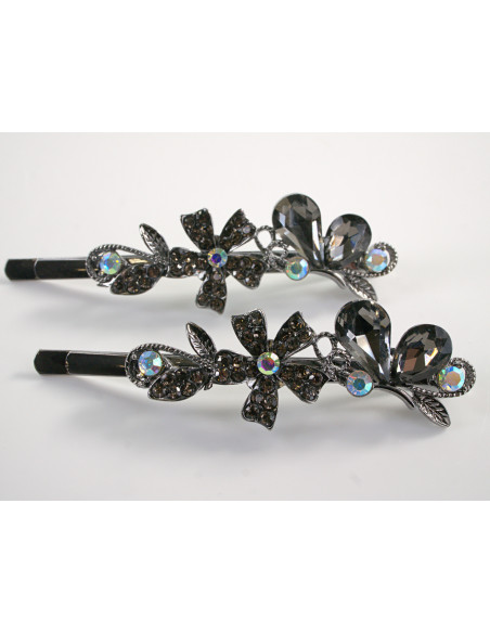 Wsuwka do włosów MOTYLEK z kryształkami 2 szt. Lolita Akcesoria GRAFITOWY