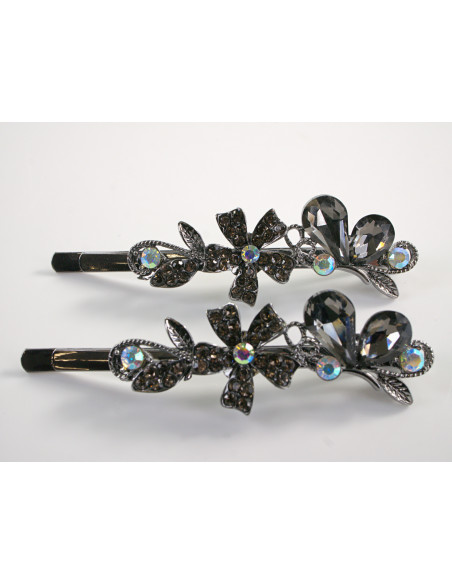 Wsuwka do włosów MOTYLEK z kryształkami 2 szt. Lolita Akcesoria GRAFITOWY