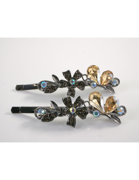 Wsuwka do włosów MOTYLEK  z kryształkami 2 szt. Lolita Akcesoria MIODOWY