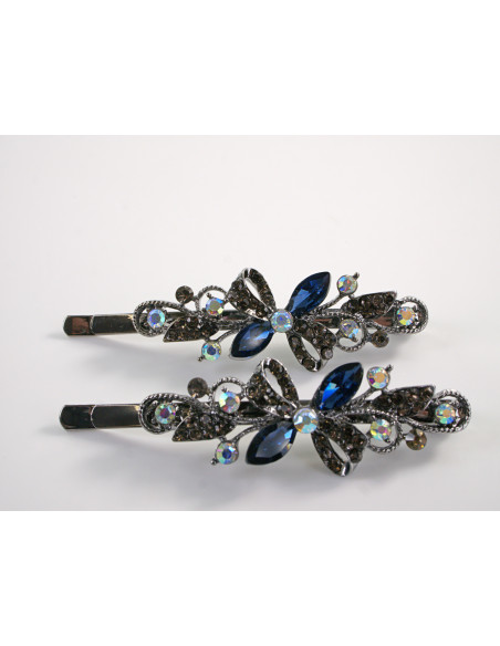Wsuwka do włosów MOTYLEK z kryształkami 2 szt. Lolita Akcesoria GRANATOWY