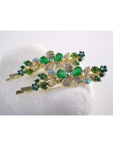 Wsuwka do włosów SZMARAGDOWY KWIAT  z...