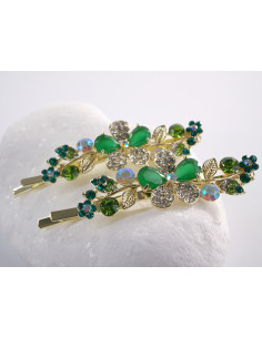 Wsuwka do włosów SZMARAGDOWY KWIAT  z kryształkami 2 szt.... 2