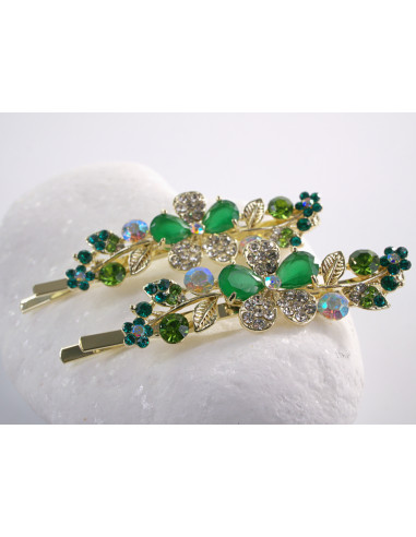 Wsuwka do włosów SZMARAGDOWY KWIAT  z...