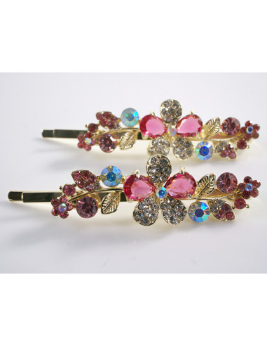 Wsuwka do włosów RÓŻOWY KWIATEK  z kryształkami...