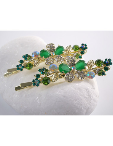 Wsuwka do włosów SZMARAGDOWY KWIAT  z...
