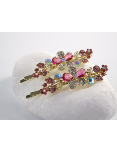 Wsuwka do włosów RÓŻOWY KWIATEK  z kryształkami 2 szt.... 2