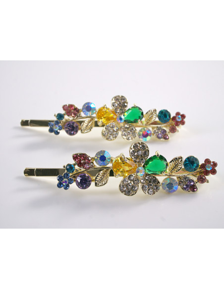 Wsuwka do włosów KOLOROWY  KWIATEK  z kryształkami 2 szt. Lolita Akcesoria