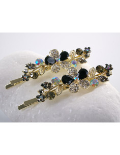 Wsuwka do włosów CZARNY KWIATEK  z kryształkami 2 szt....