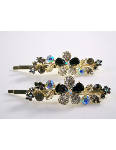 Wsuwka do włosów CZARNY KWIATEK  z kryształkami 2 szt.... 2