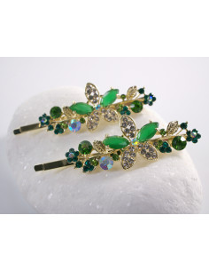 Wsuwka do włosów SZMARAGDOWY KWIAT  z kryształkami 2 szt.... 2