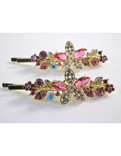 Wsuwka do włosów RÓŻOWY KWIATEK  z kryształkami 2 szt....