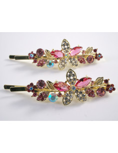 Wsuwka do włosów RÓŻOWY KWIATEK  z kryształkami 2 szt.... 2