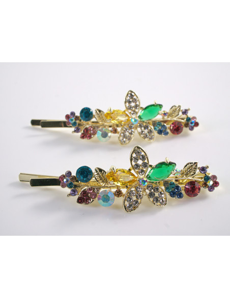 Wsuwka do włosów KOLOROWY  KWIATEK  z kryształkami 2 szt. Lolita Akcesoria