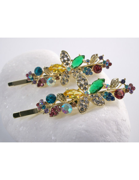 Wsuwka do włosów KOLOROWY  KWIATEK  z kryształkami 2 szt. Lolita Akcesoria