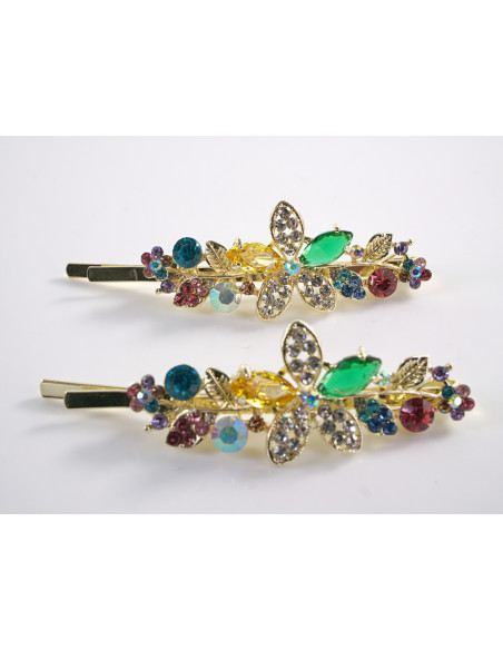 Wsuwka do włosów KOLOROWY  KWIATEK  z kryształkami 2 szt. Lolita Akcesoria