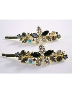 Wsuwka do włosów CZARNY KWIATEK  z kryształkami 2 szt....