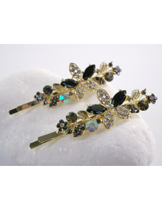 Wsuwka do włosów CZARNY KWIATEK  z kryształkami 2 szt.... 2