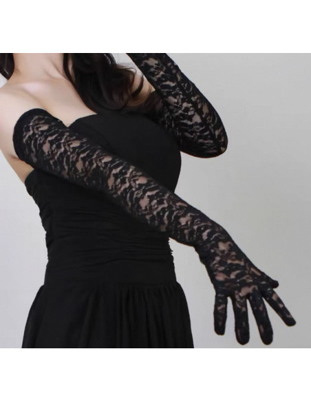 RĘKAWICZKI  DŁUGIE KORONKA  WIECZOROWE LOLITA AKCESORIA