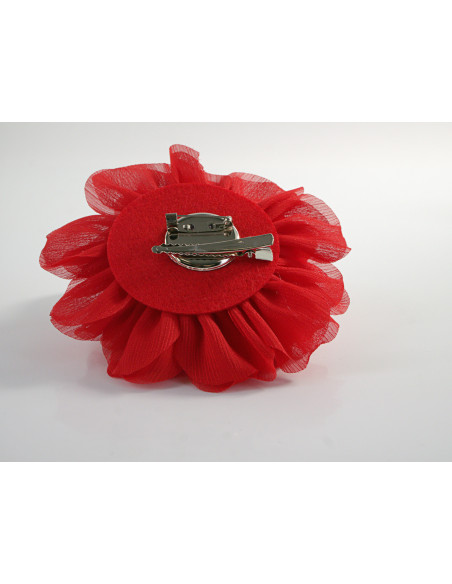 KWIAT Z MATERIAŁU RÓŻA BROSZKA PRZYPINKA LOLITA AKCESORIA 12 CM CZERWONY
