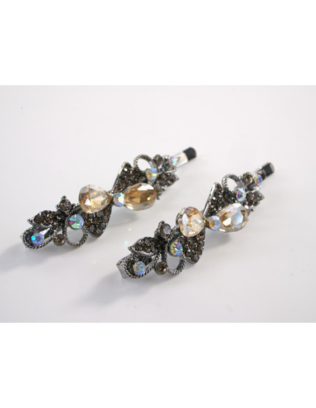 Wsuwka do włosów KOKARDKI z kryształkami 2 szt. Lolita Akcesoria ZŁOTY