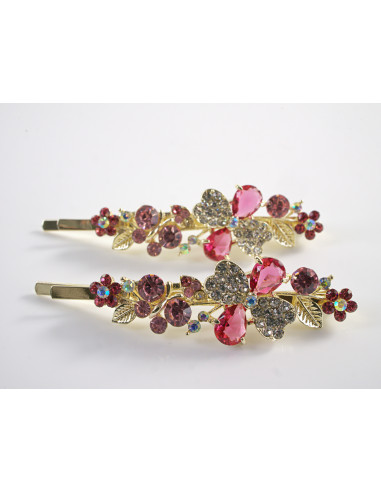 Wsuwka do włosów KWIATKI MOTYLKI  CYRKONIE 2...