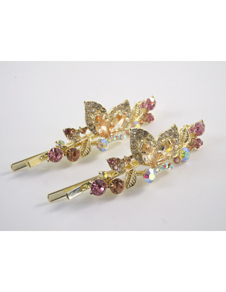 Wsuwka do włosów MOTYLE CYRKONIE 2 szt. Lolita Akcesoria ZŁOTY