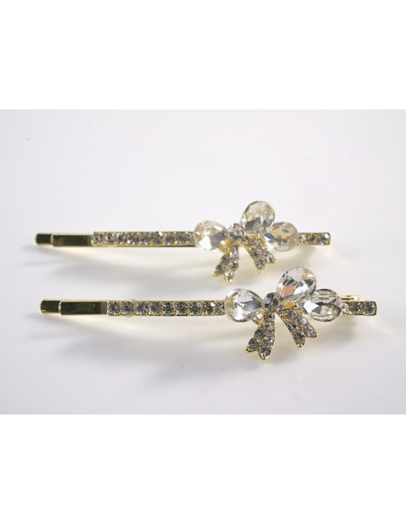 Wsuwka do włosów KOKARDKA z kryształkami 2 szt. Lolita Akcesoria CRYSTAL