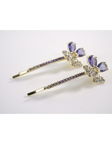 Wsuwka do włosów KWIATKI z kryształkami 2 szt. Lolita Akcesoria FIOLETOWY