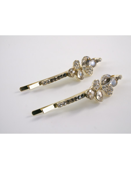 Wsuwka do włosów KWIATKI z kryształkami 2 szt. Lolita Akcesoria TAUPE