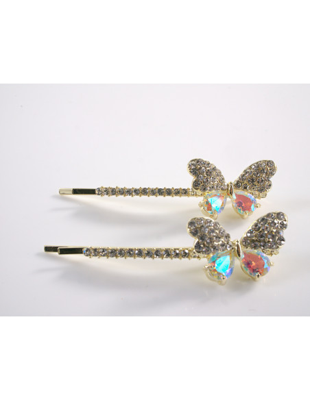 Wsuwka do włosów MOTYLKI z kryształkami 2 szt. Lolita Akcesoria CRYSTAL AB