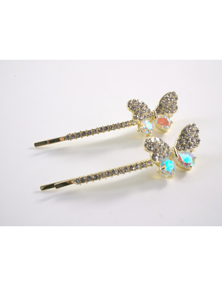 Wsuwka do włosów MOTYLKI z kryształkami 2 szt. Lolita Akcesoria CRYSTAL AB