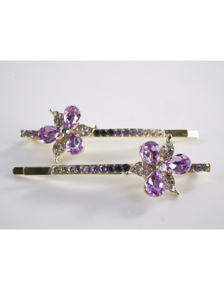 Wsuwka do włosów KWIATEK z kryształkami 2 szt. Lolita Akcesoria FIOLETOWY