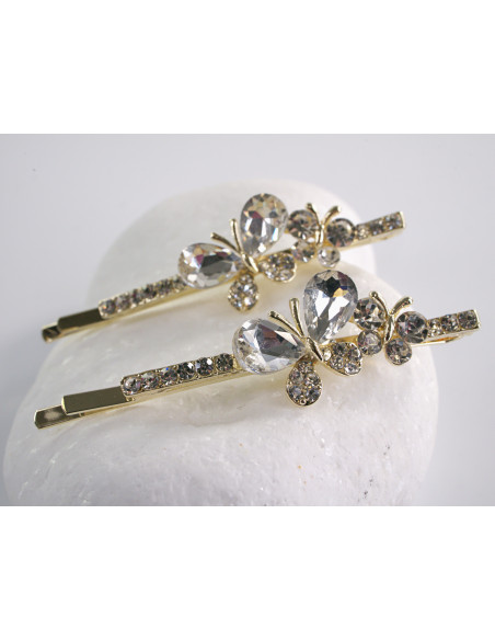 Wsuwka do włosów MOTYLEK z kryształkami 2 szt. Lolita Akcesoria CRYSTAL