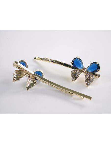 Wsuwka do włosów MOTYLEK z kryształkami 2 szt. Lolita Akcesoria NIEBIESKI