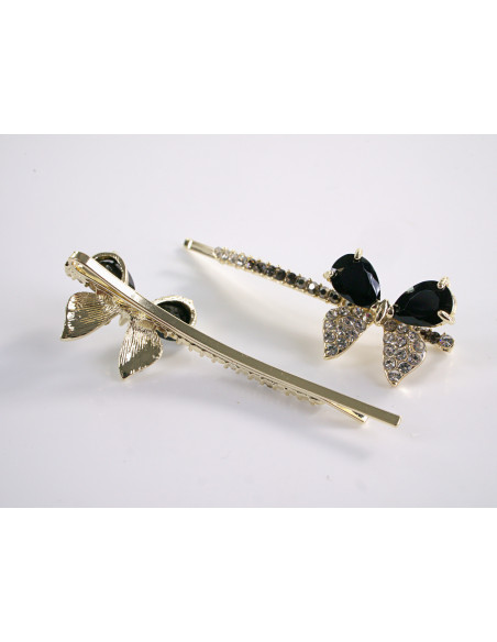 Wsuwka do włosów MOTYLEK z kryształkami 2 szt. Lolita Akcesoria CZARNY